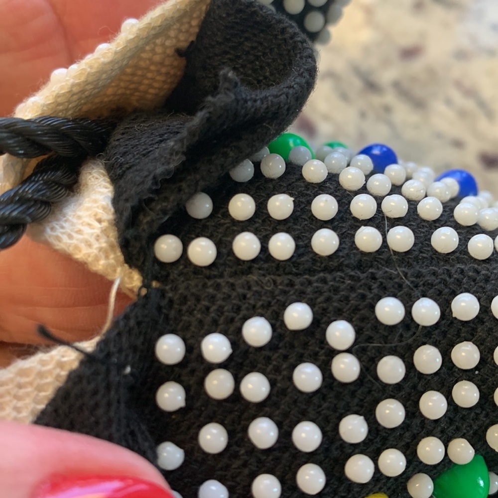 Vintage Drawstring Reversible Plastic Beaded Bag - image 7